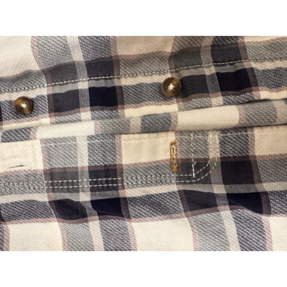 Carhartt Men’s XL Plaid Flannel Shirt Long Sleeve Button Up Work Blu/cre Cotton - Picture 8 of 8